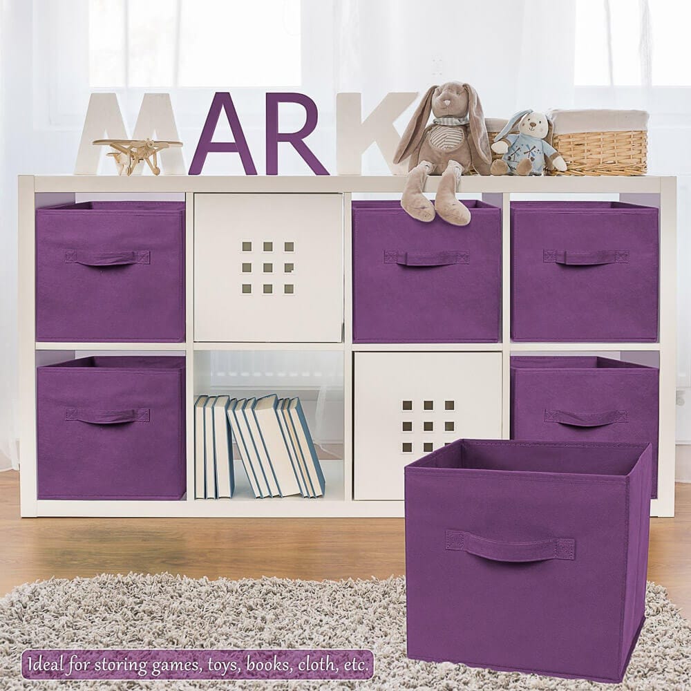 Greenco Foldable Storage Cubes, Set of 6, Purple