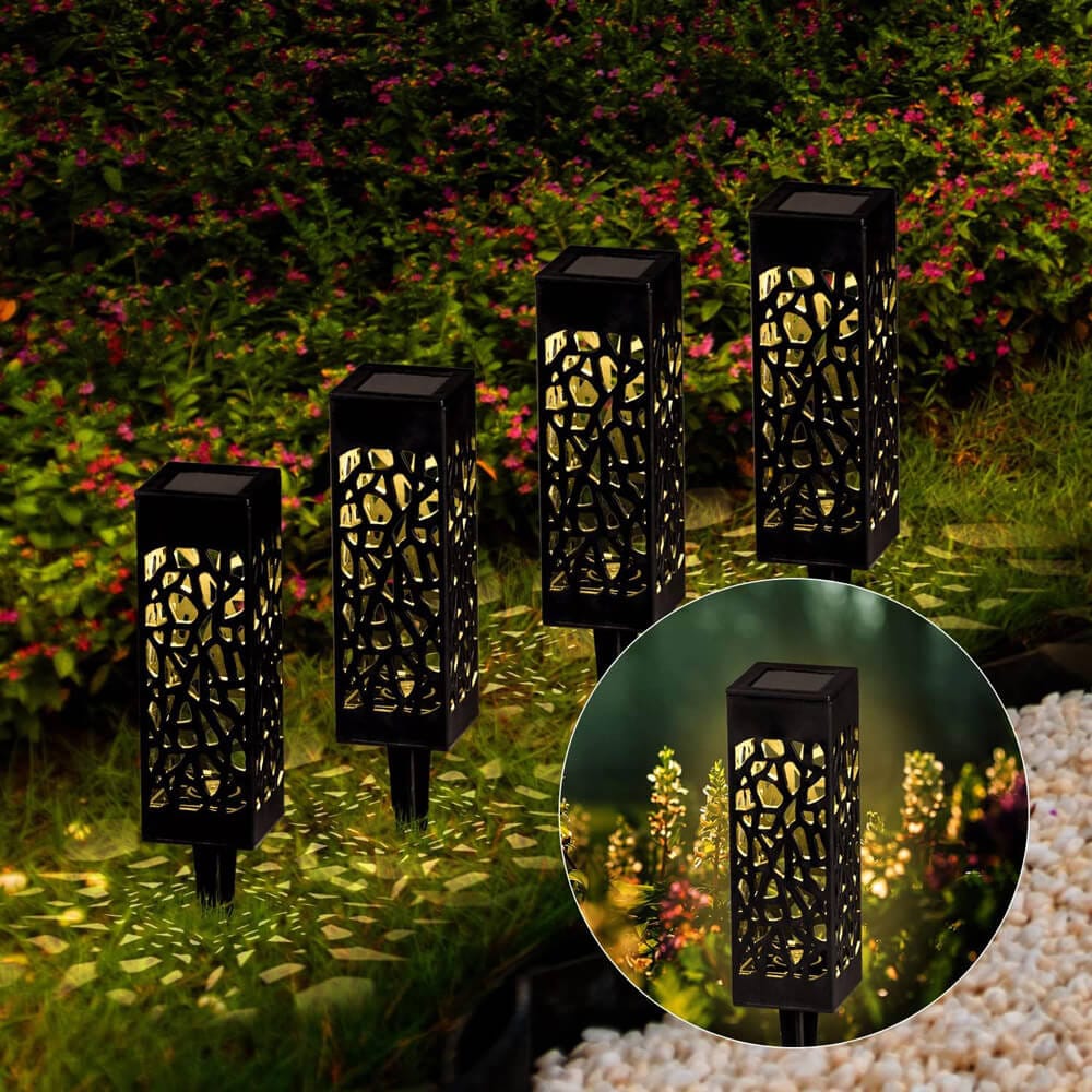 Laurel Canyon Modern Solar Pathway Lights, 8-Pack, Black