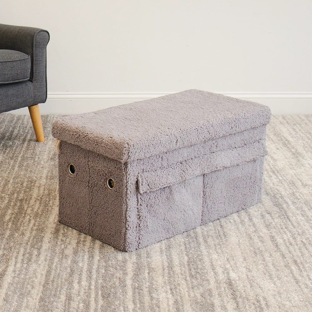 Humble Crew Sherpa Collapsible Toy Box, Gray