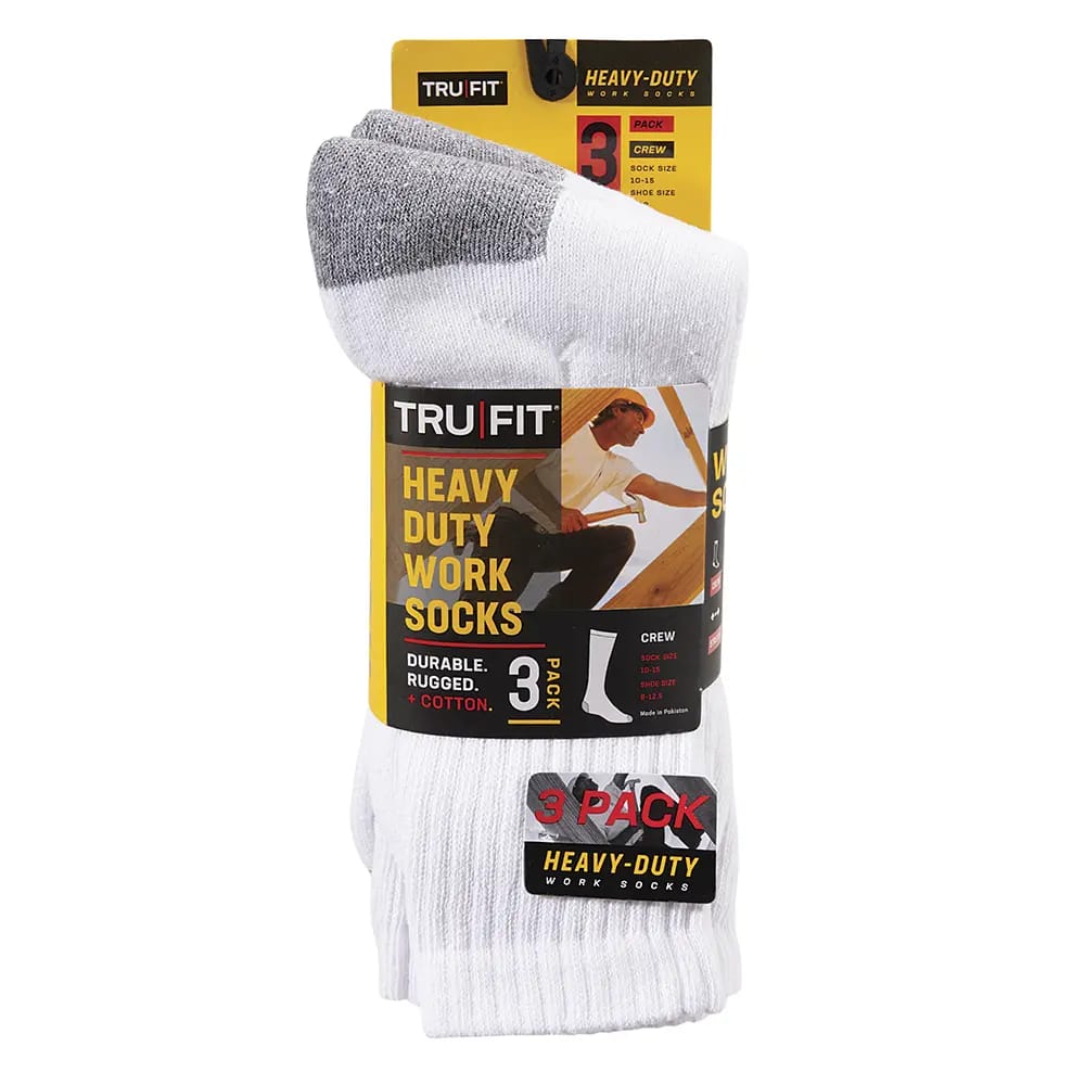 TRU FIT Heavy-Duty Men's Work Socks, 3 Pair