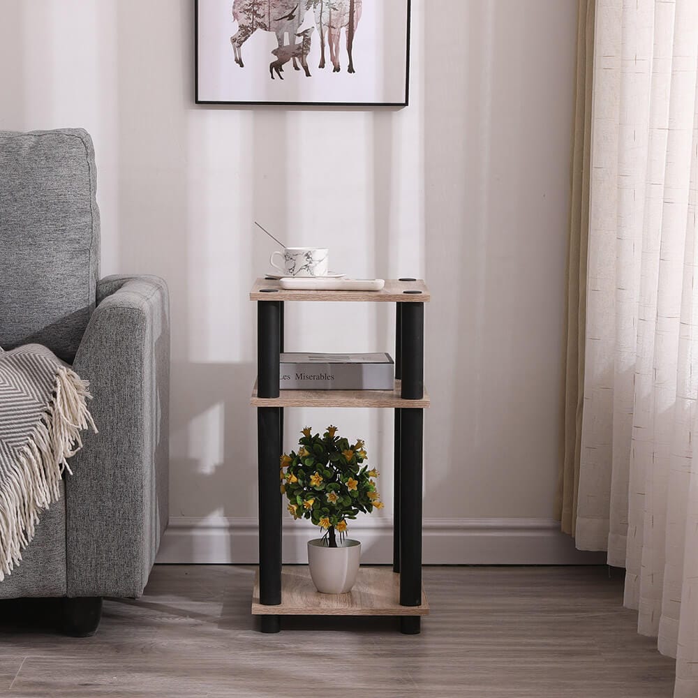 Turn-N-Tube End Table, Set of 2, Oak/Black