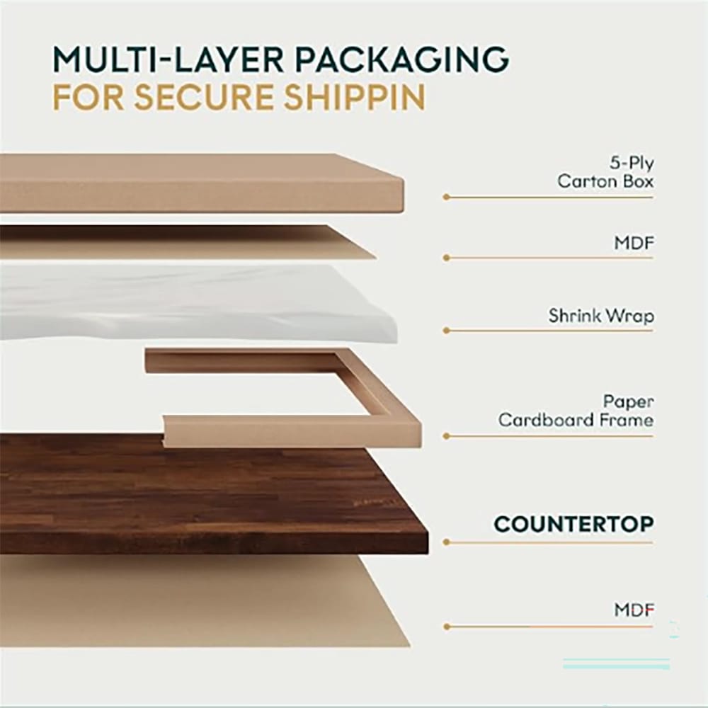 Bme Hevea Solid Wood Butcher Block Table Top, Walnut, 4'