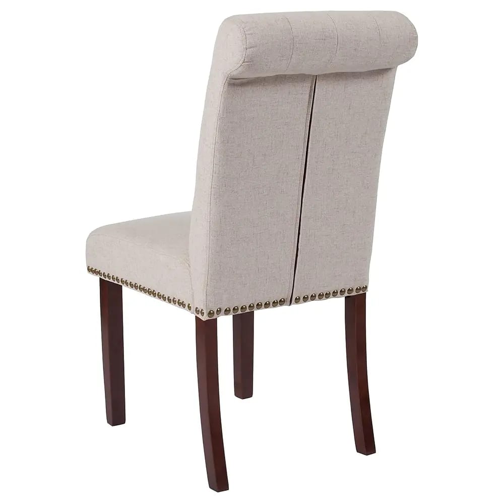 Flash Furniture Fabric Parsons Chair with Rolled Back, Accent Nail Trim, Set of 2 , Beige