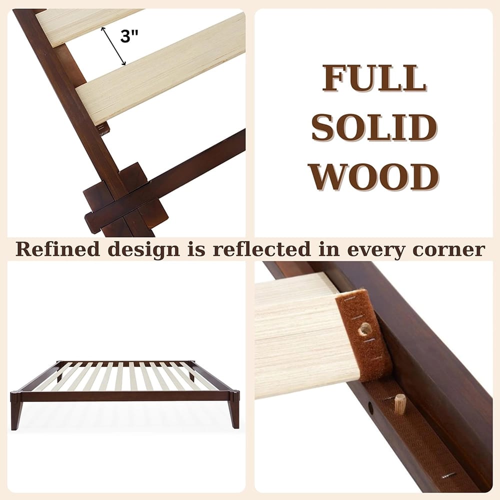 Bme Chalipa Twin Wood Bed Frame, Walnut