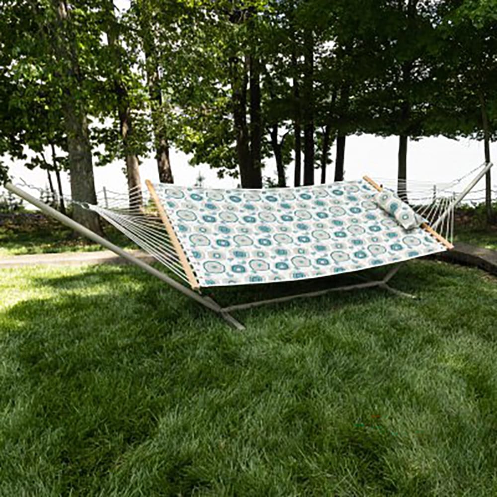 Large 45'' Quilted Fabric Hammock with Hammock Stand, Medallion