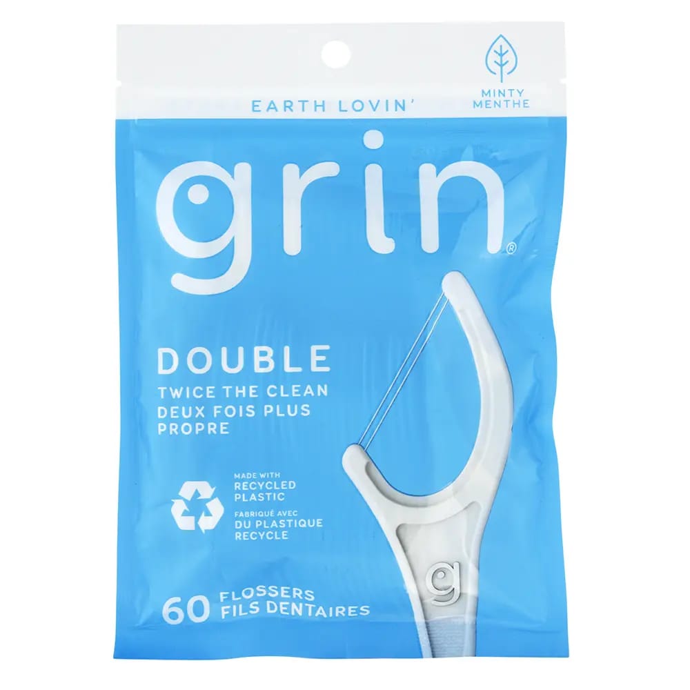 Grin Minty Double Flossers, 60 Count