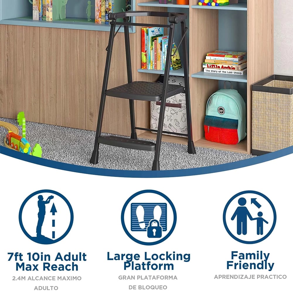 Cosco 2-Step Folding Step Stool, Black