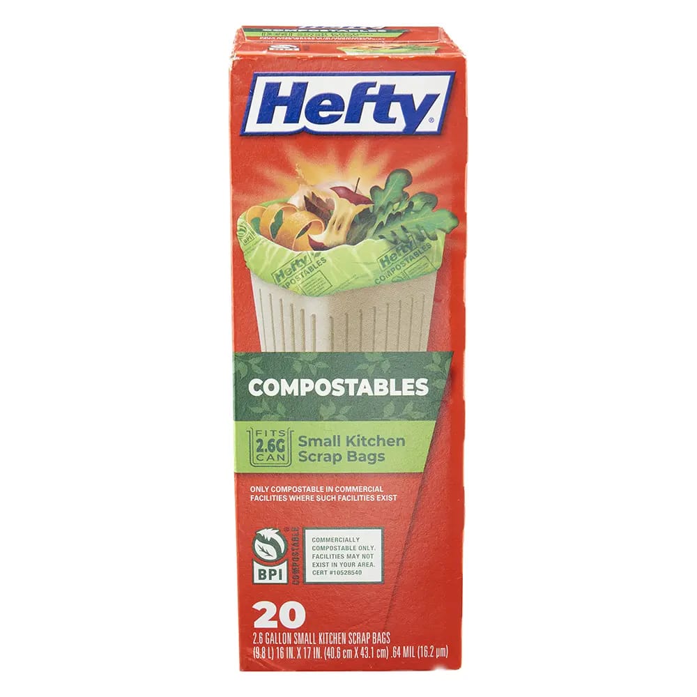 Hefty Compostable Small Kitchen Scrap Bags, 20 Count