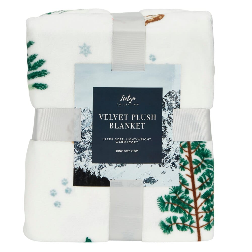 Winter Themed King Velvet Plush Blanket