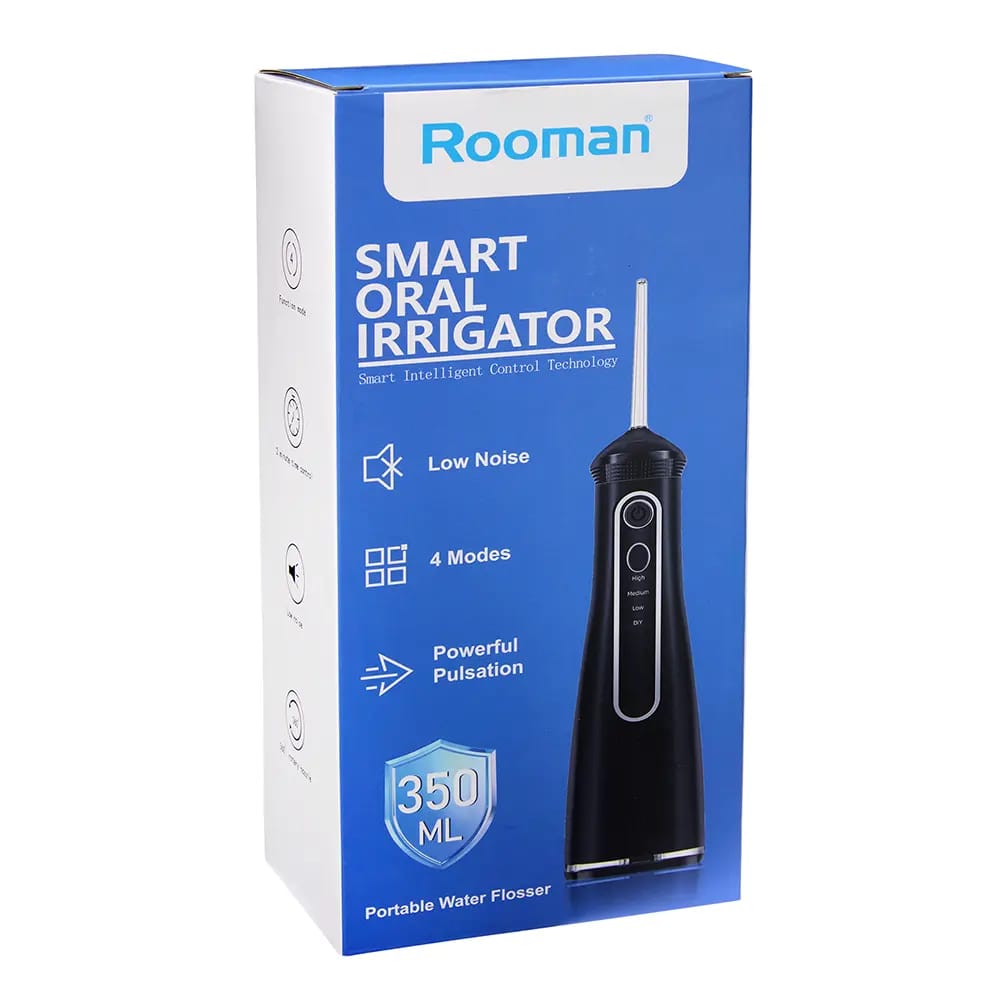Rooman Portable Dental Water Flosser, Black, 350 ml