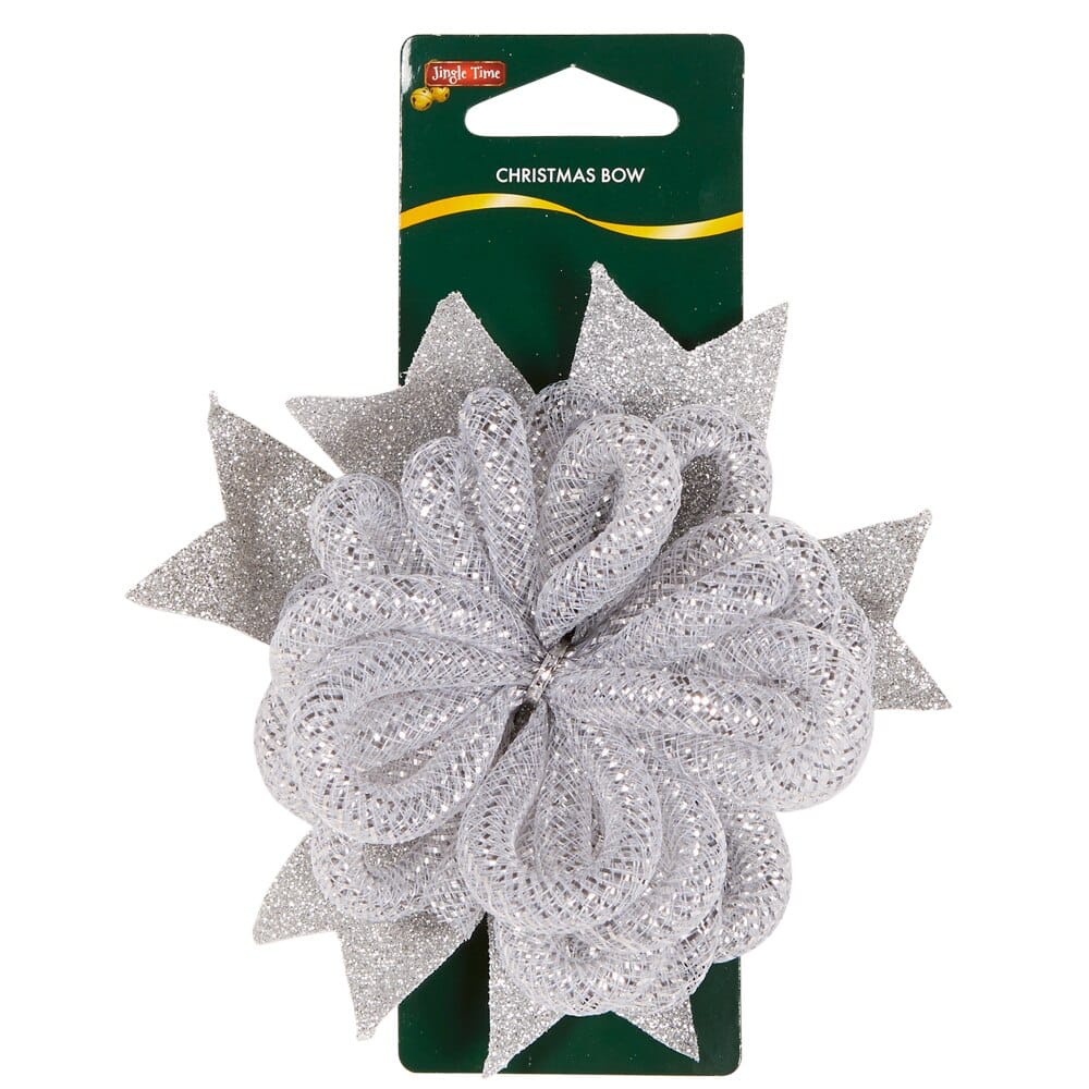 Jingle Time Mesh Flower Christmas Bow