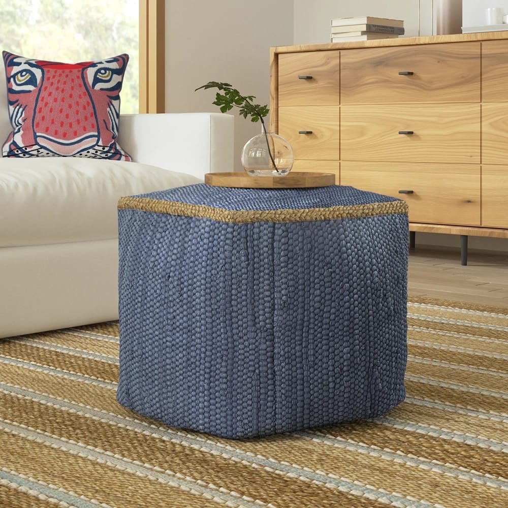 LR Home Jute Pouf, Indigo