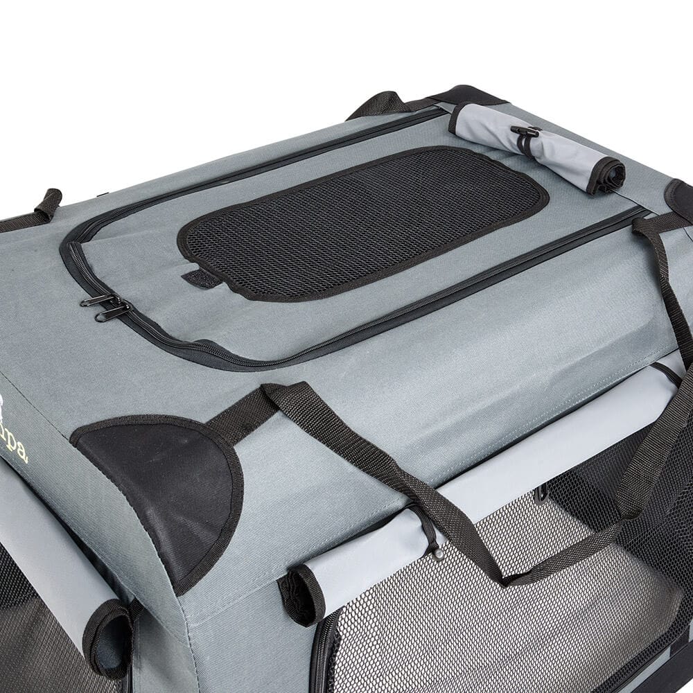 Zampa Large Portable Pet Crate, 32” x 23” x 23”, Gray/Black