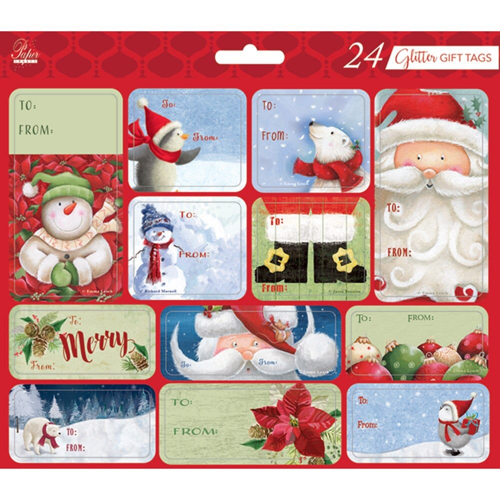 Glitter or Foil Christmas Gift Tags, 24 Count