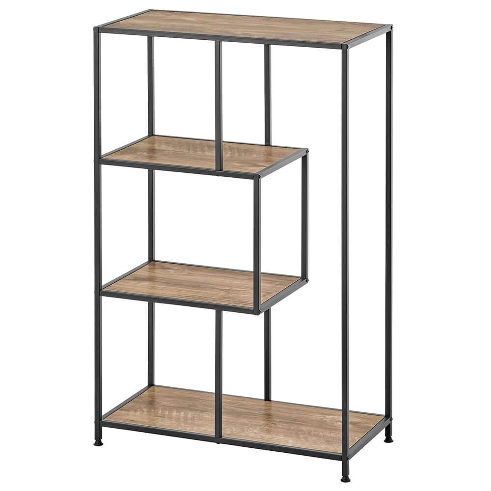 mDesign Mid-Century 4-Tier Storage Bookshelf, Black/Gray Wash