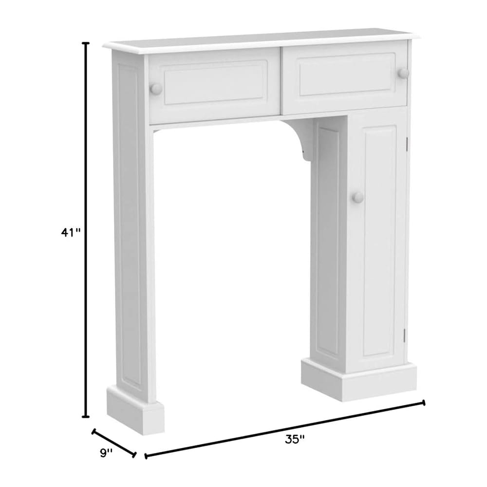 BW Brands Wooden Over The Toilet Storage Cabinet, White