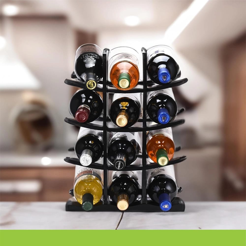 Prosumer's Choice 12 Bottle Bamboo Wine Rack, Black