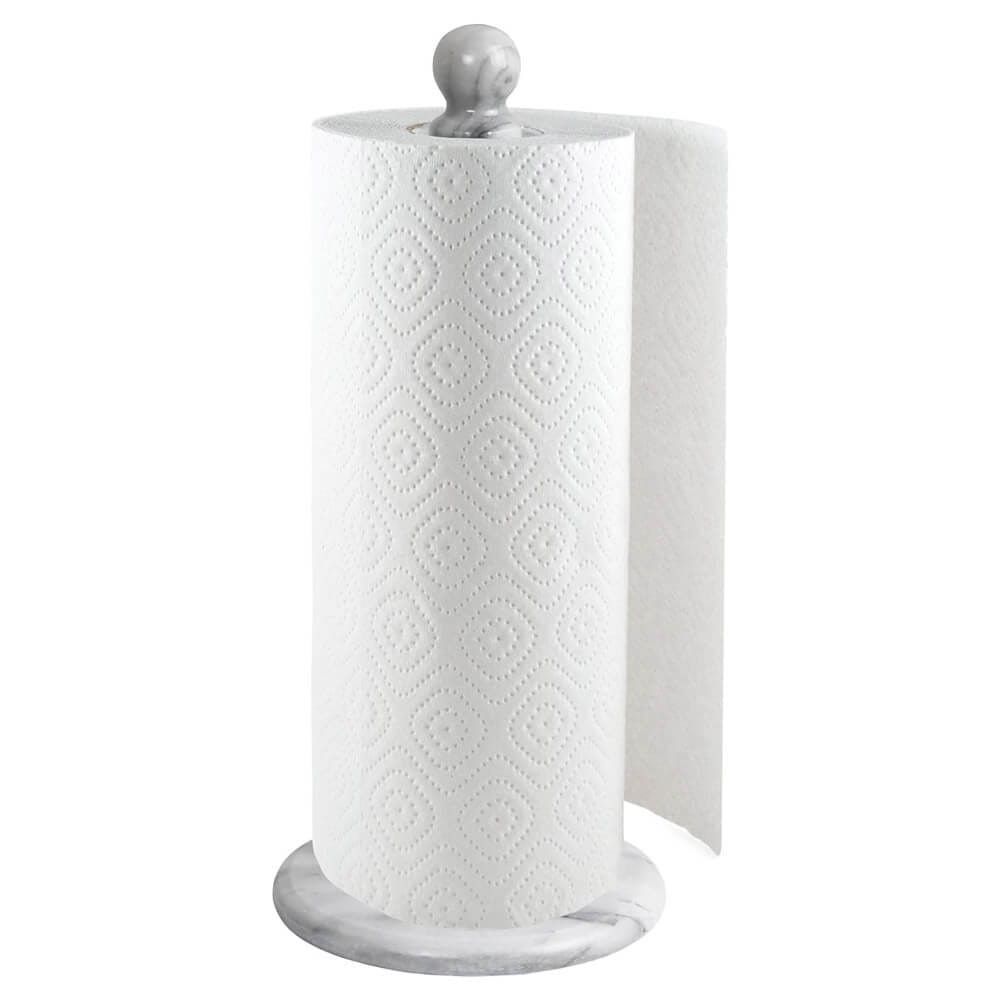 Greenco Hand-Crafted Paper Towel Holder, White Marble