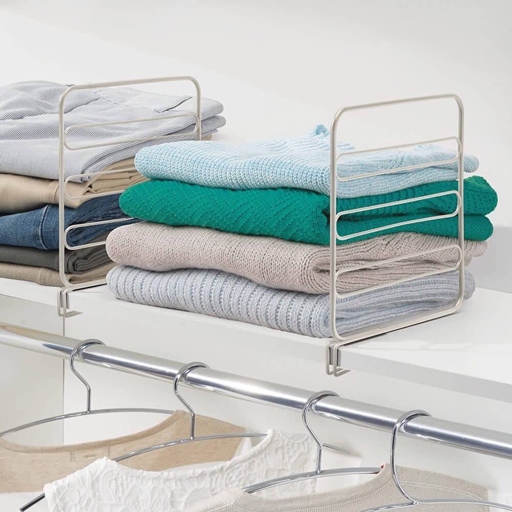 mDesign Versatile Metal Wire Closet Shelf Divider, Set of 8, Satin