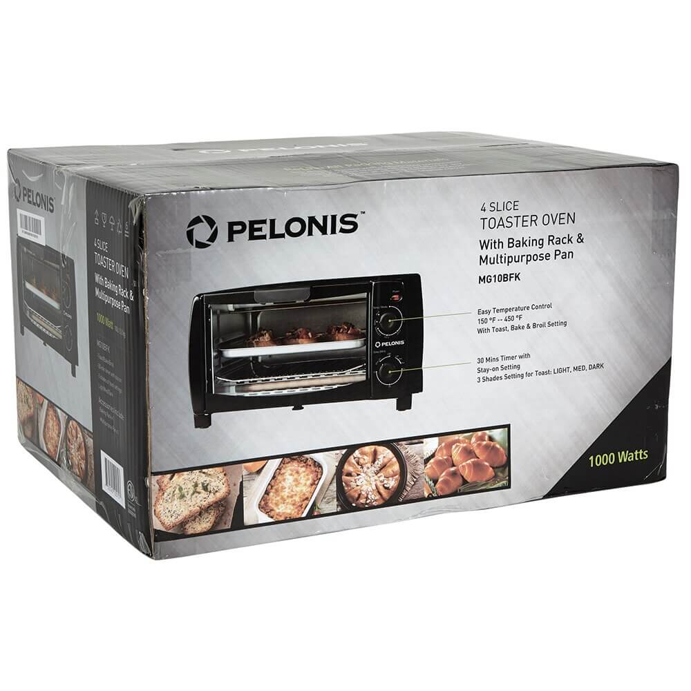 Pelonis 4 Slice Black Toaster Oven