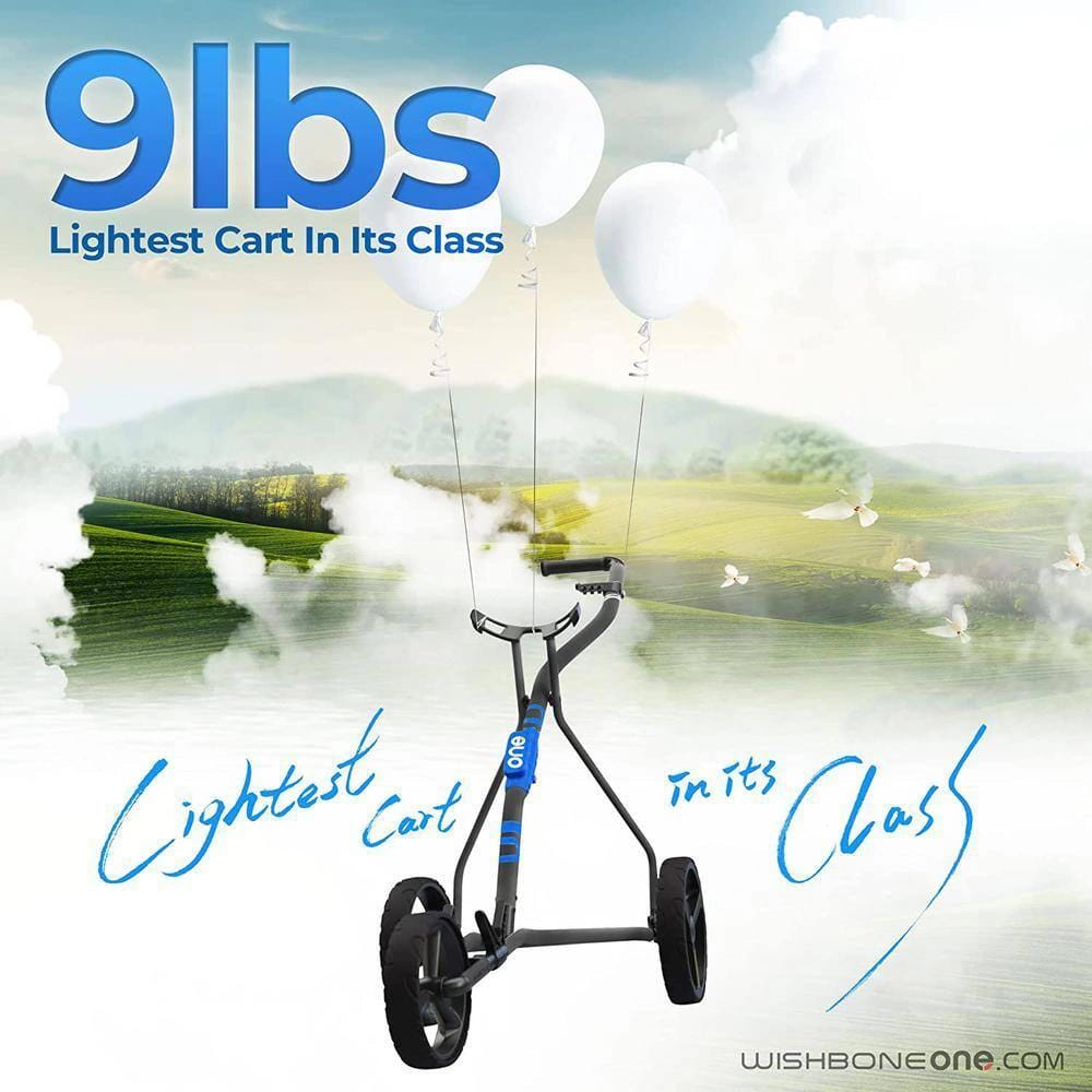 Wishbone Folding Golf Push Cart, Blue