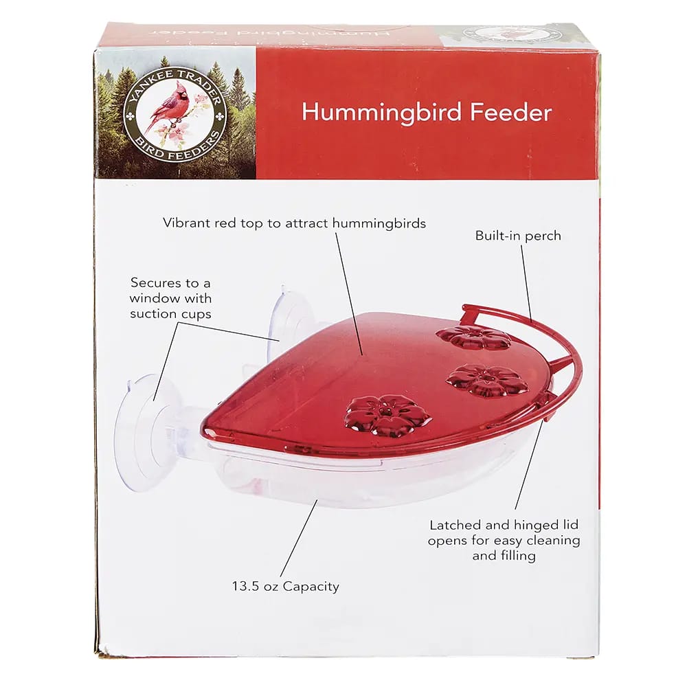 Yankee Trader Window Mount Hummingbird Feeder, 13.5 oz