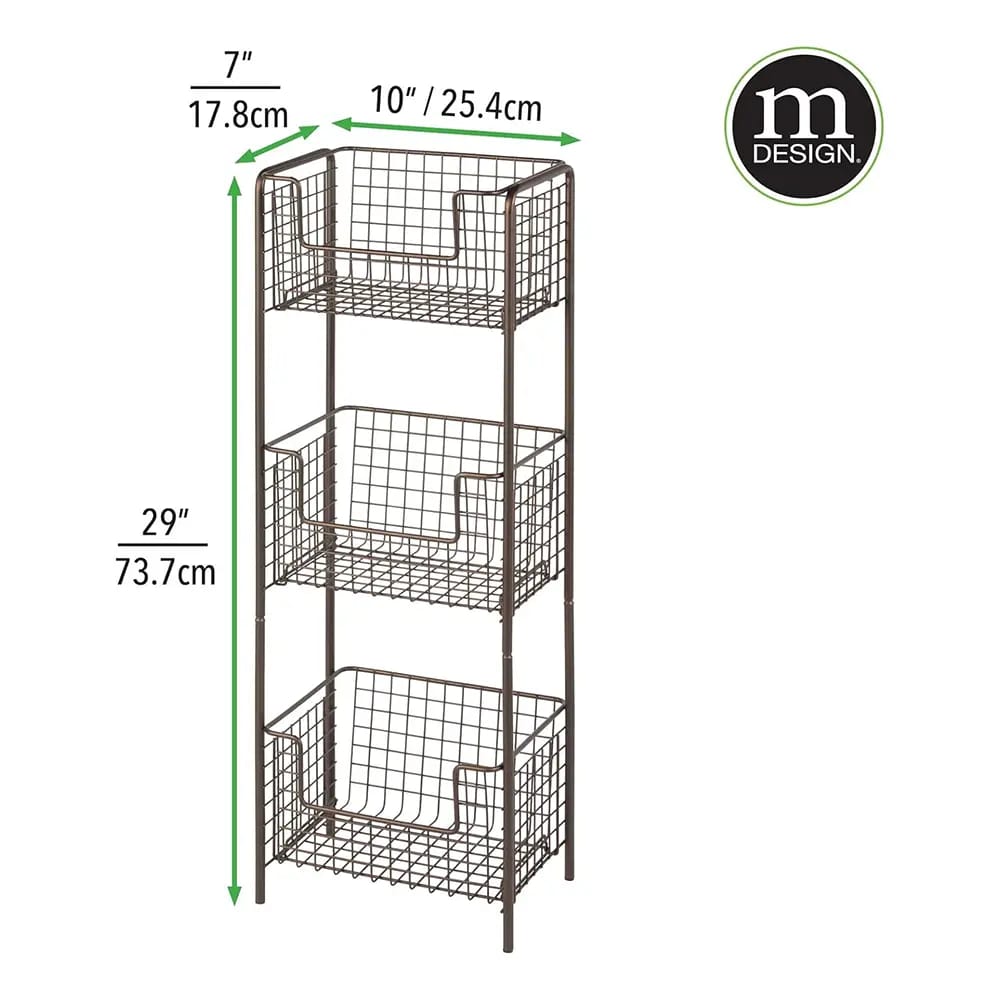 mDesign 3-Tier Vertical Standing Shelving Unit, Bronze