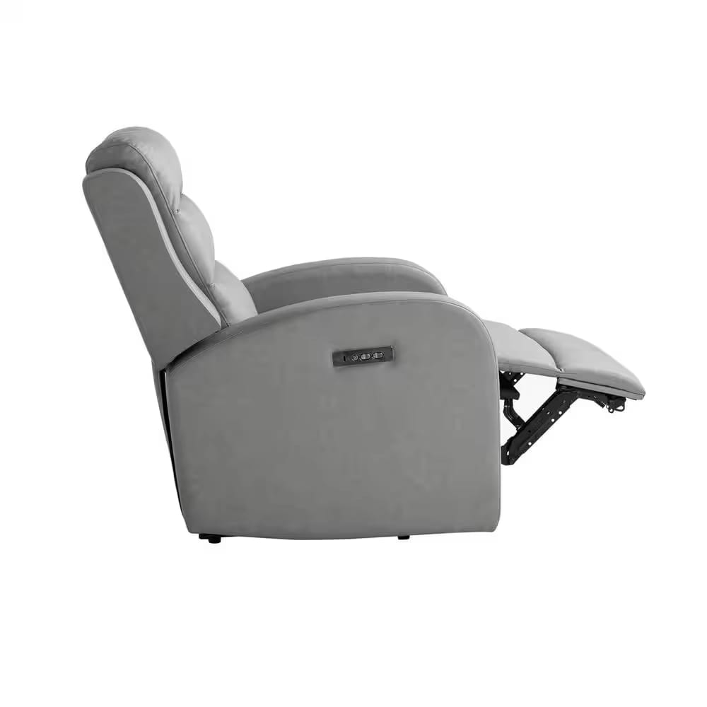 Relax A Lounger Aragon Faux Leather Recliner with Power, Archer Gray