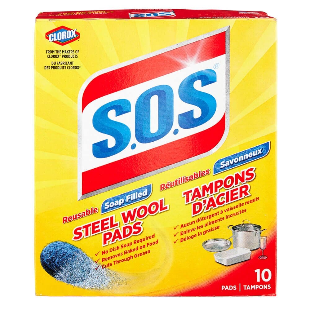 Clorox S.O.S Steel Wool Pads, 10 Count