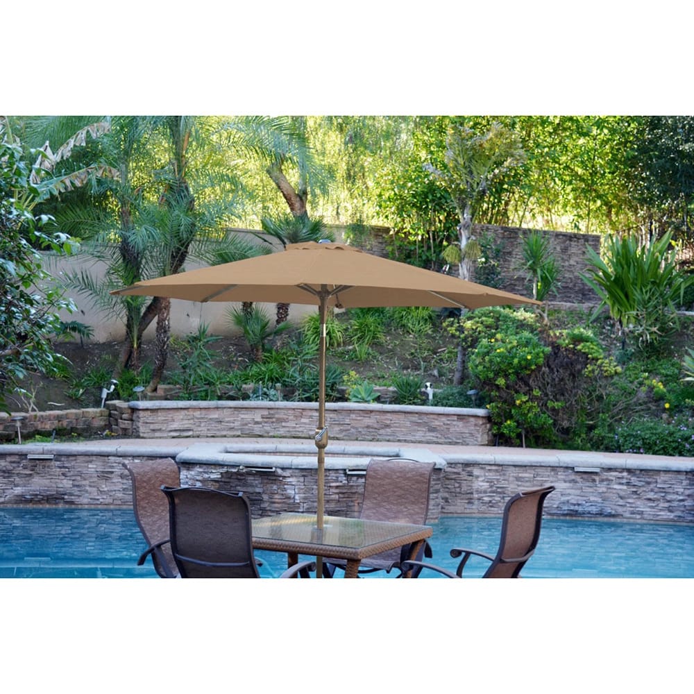Jeco 9' Aluminum Patio Market Umbrella with Tilt and Crank, Brown/Bronze