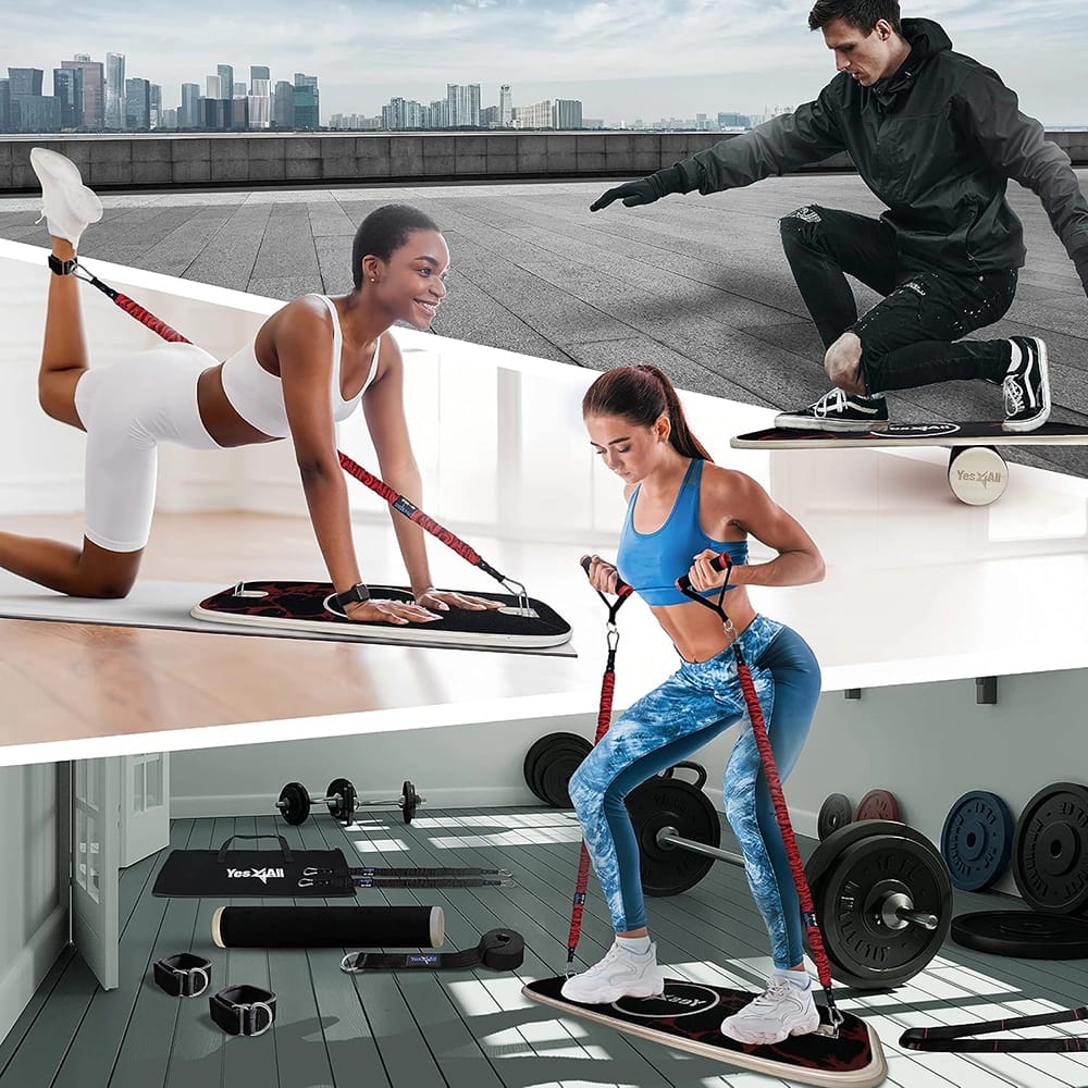 Yes4All Premium Surf Balance Board Trainer with Adjustable Stoppers
