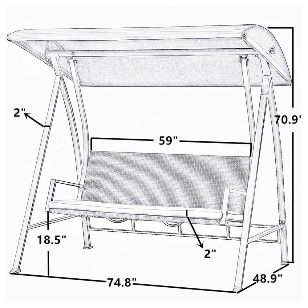 PatioPost Outdoor Patio Swing Chair with Adjustable Canopy, Brown