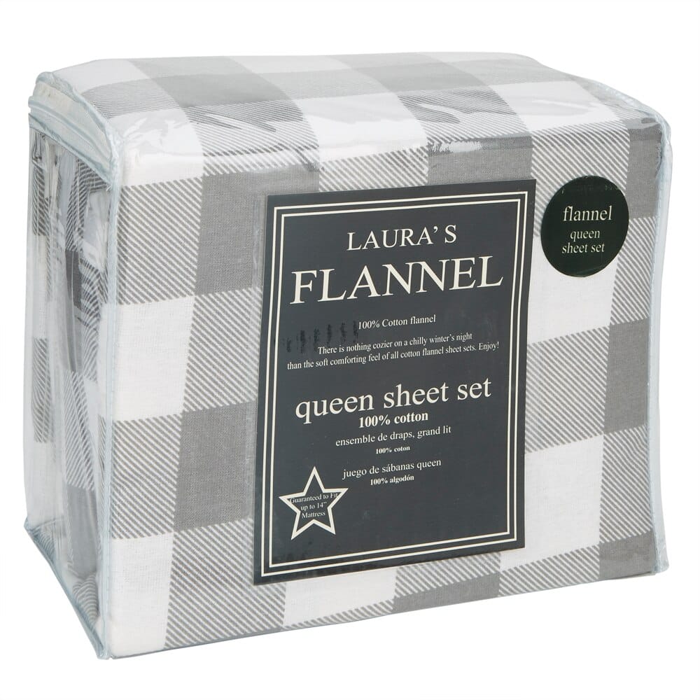 Laura's Flannel Queen Cotton Flannel Sheet Set, 4-Piece