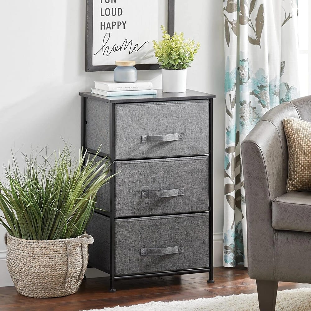 mDesign 3-Drawer Storage Shelf, Charcoal
