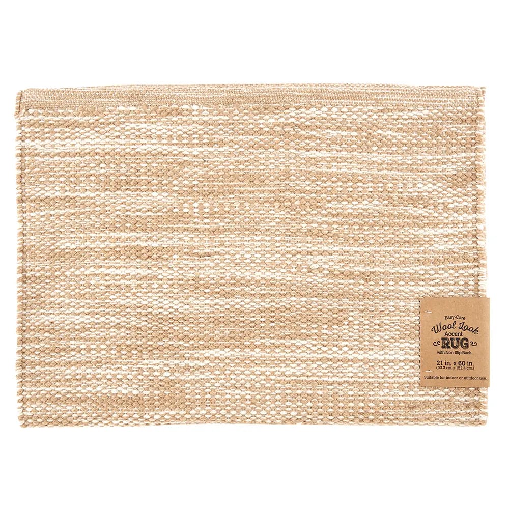 Wool Look Easy-Care Indoor/Outdoor Accent Rug, 21" x 60"