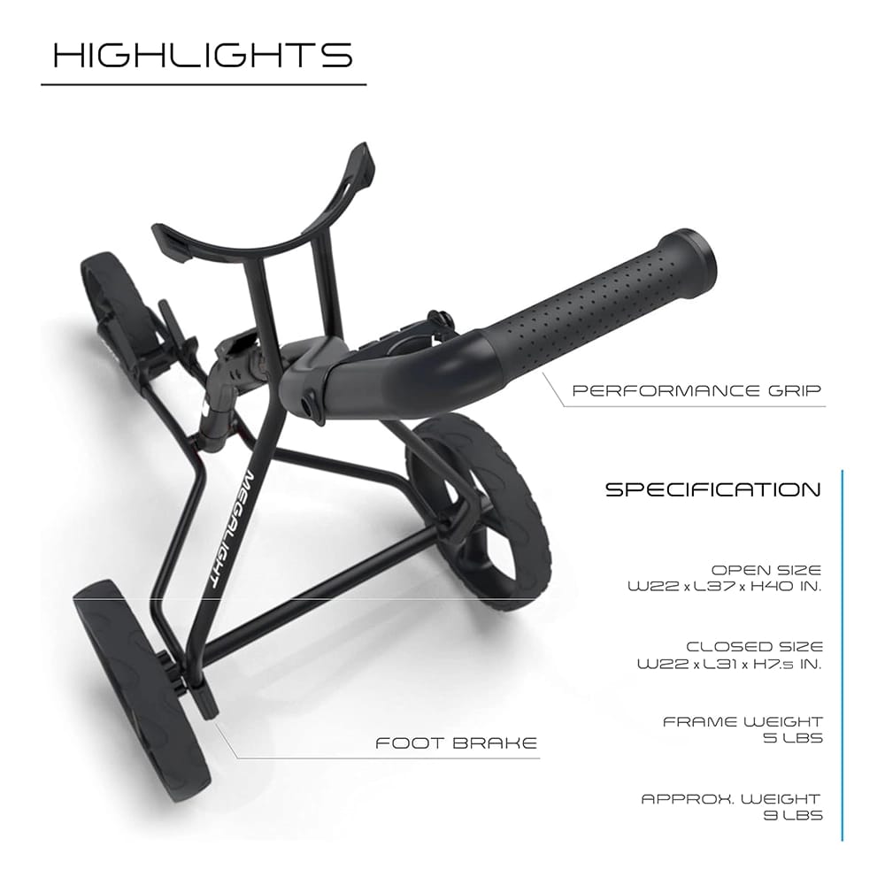 Wishbone Folding Golf Push Cart, Black