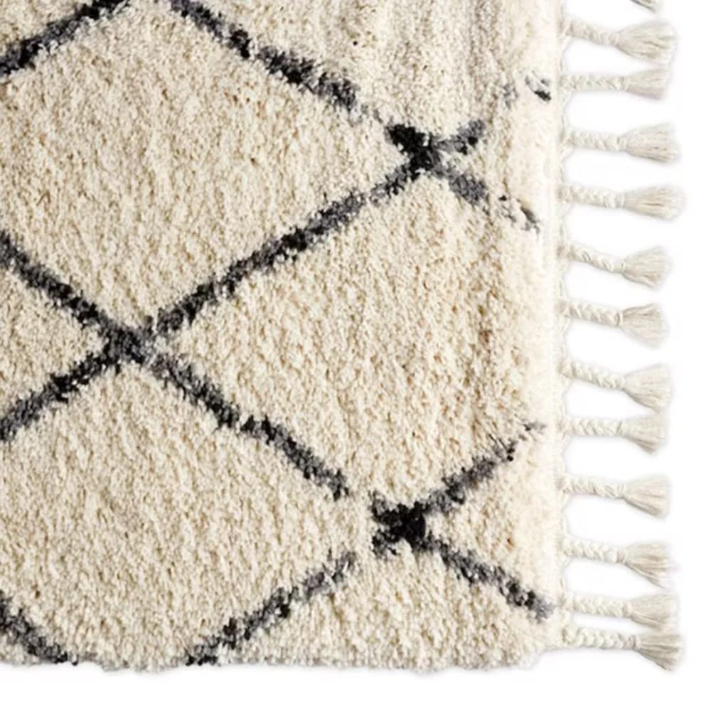 Plush Geo 9'2" x 12'5" Area Rug, Ivory/Charcoal