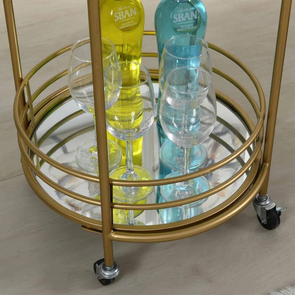 FirsTime & Co. Joliet Round Bar Cart, Gold