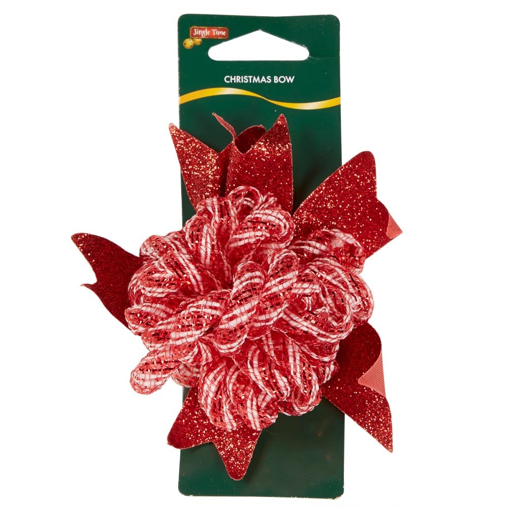 Jingle Time Mesh Flower Christmas Bow