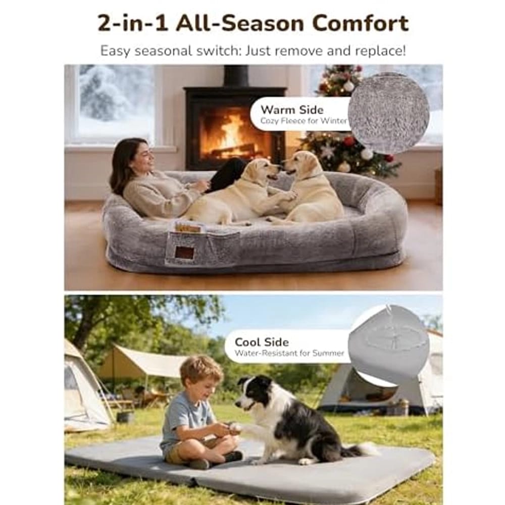 PalNests Human Dog Bed, Gray