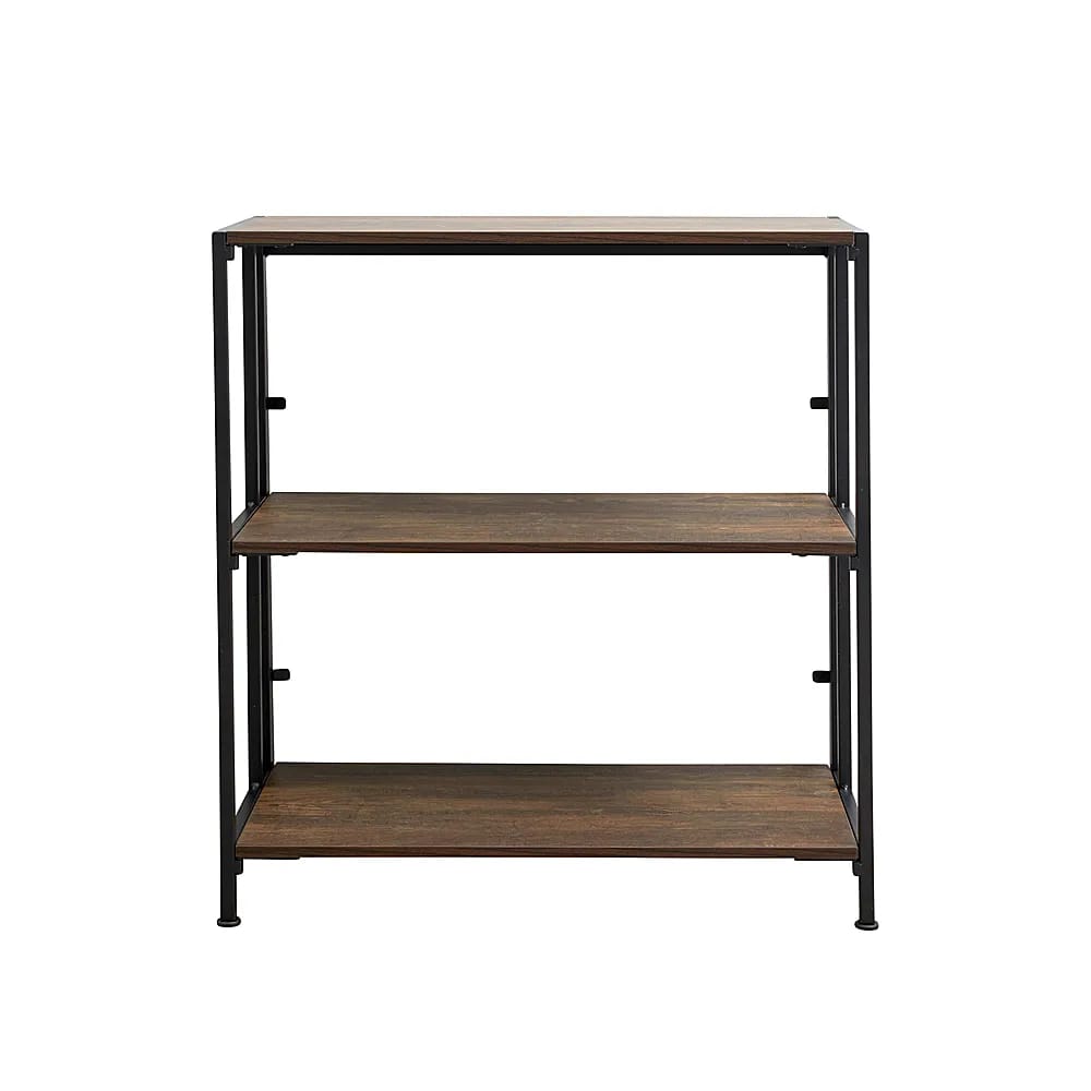 FlipShelf 3-Shelf Wide Bookcase, Black/Brown