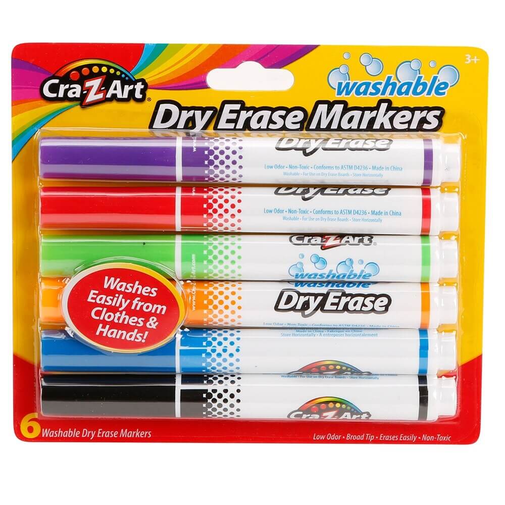 Cra-Z-Art Washable Dry Erase Markers, 6-Piece