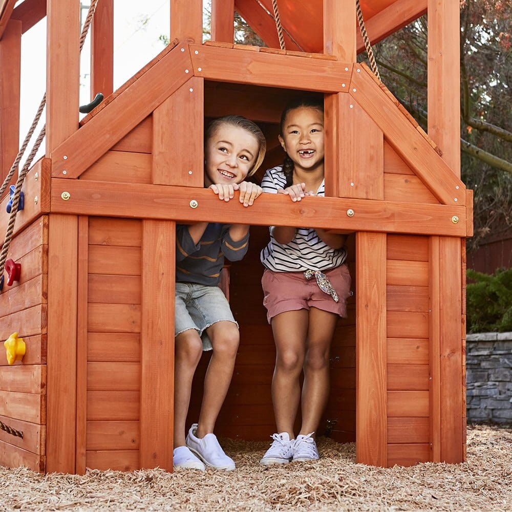 Little Tikes Real Wood Adventures Playhouse with Climbing Wall & Upper Deck