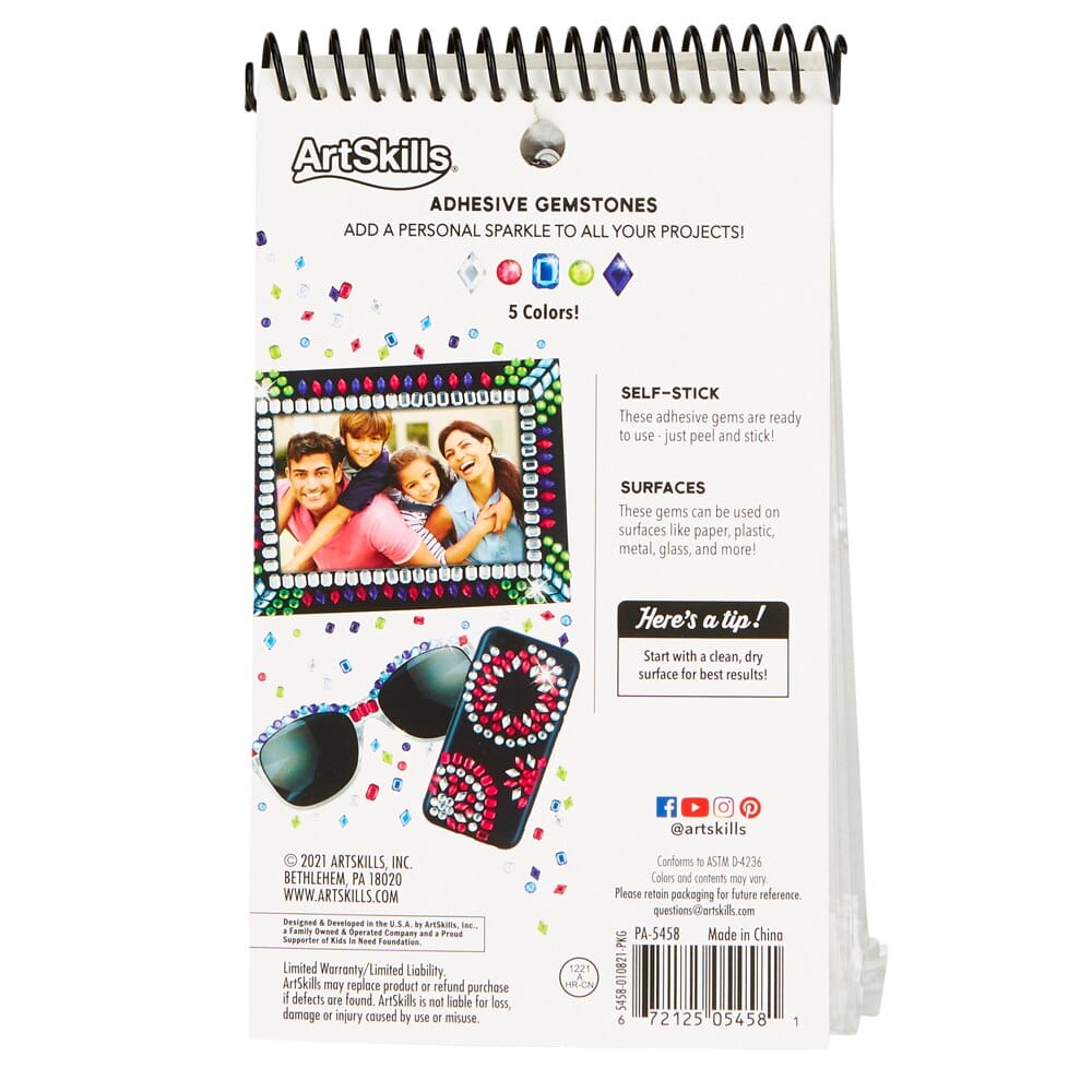 ArtSkills Multi-Colored Variety Adhesive Gemstones, 1400 Pieces