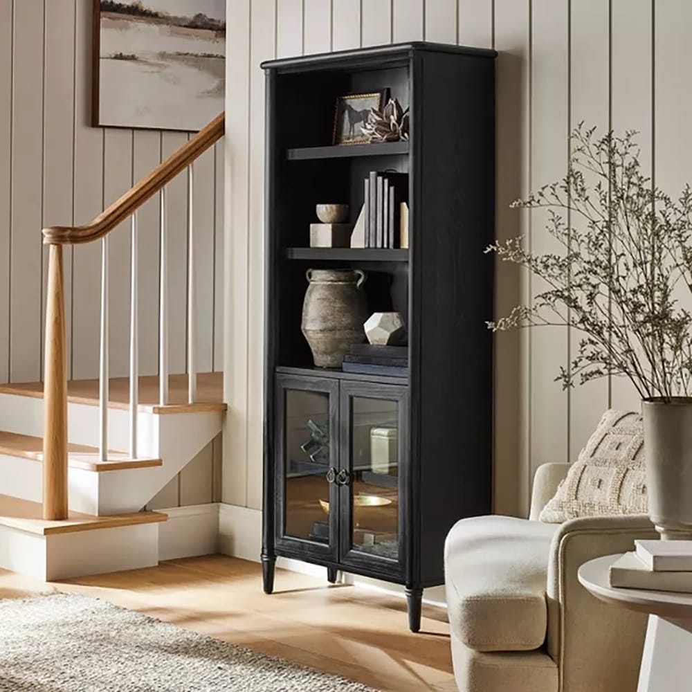 Threshold Killybrooke Glass 2-Door Accent Cabinet, Black