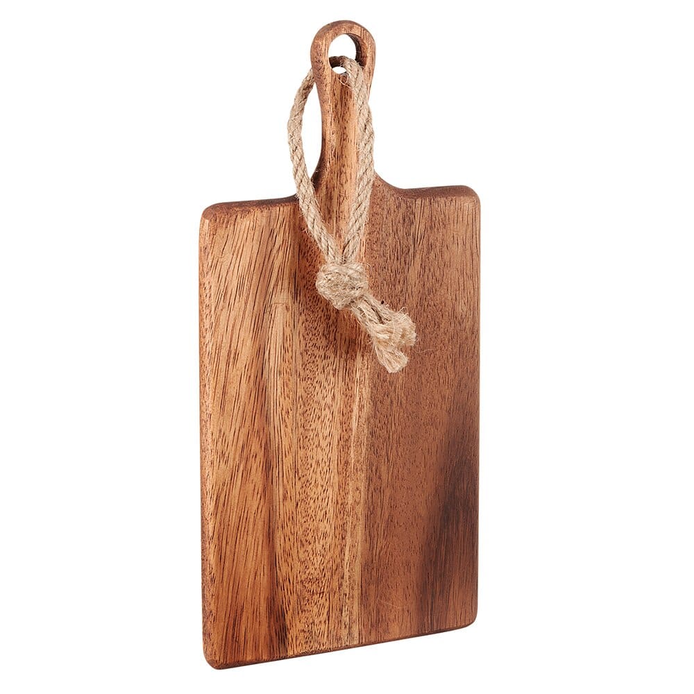 Smith & Callahan Rectangle Oiled Acacia Wood Cutting Board with Hemp Rope