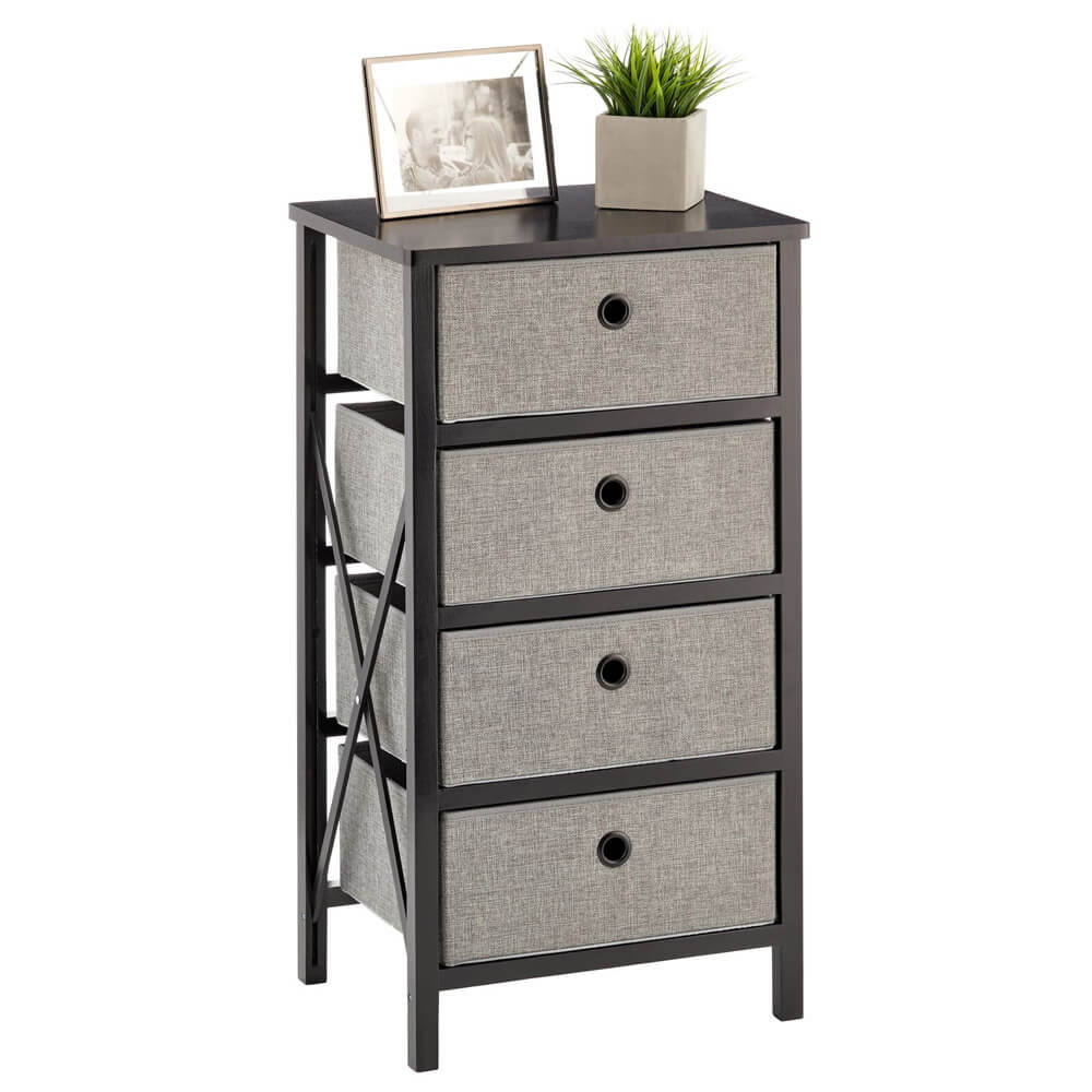 mDesign 4-Drawer Foldable Dresser, Charcoal