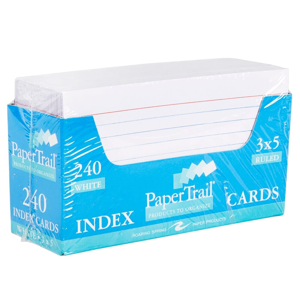 Roaring Spring PaperTrail College-Ruled White 3x5 Index Cards, 240-Count