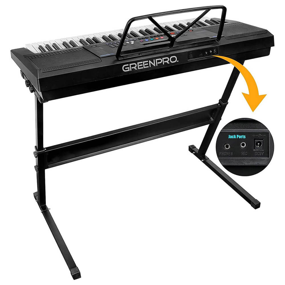 GreenPro 61 Key Electronic Keyboard with LED Display & Adjustable Stand