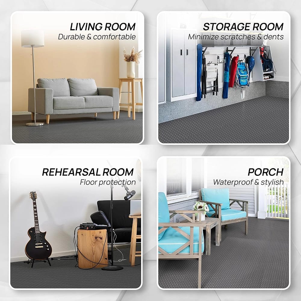 Yes4All EVA Interlocking Foam Floor Tiles with Border, Gray, 120 sq ft